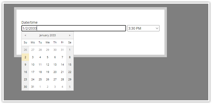 modal form date time field
