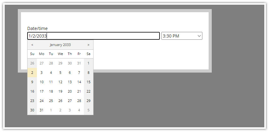 Date Time Field Form DayPilot Modal